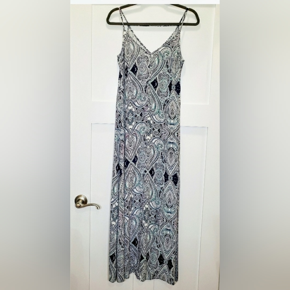 Speechless Maxi Sundress Lightweight Paisley Green Blue Pink White Medium